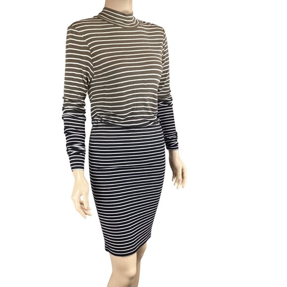 ATM‎ Anthony Thomas Melillo Dress Size XS Xsmall NWT Black Combo Dip Dye Striped - Picture 5 of 11